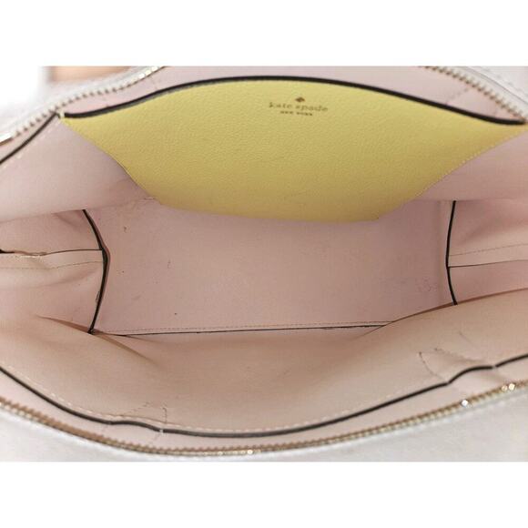 Kate Spade Eva Satchel Crossbody Limelight Yellow White Leather 13x10x5 - Picture 11 of 13